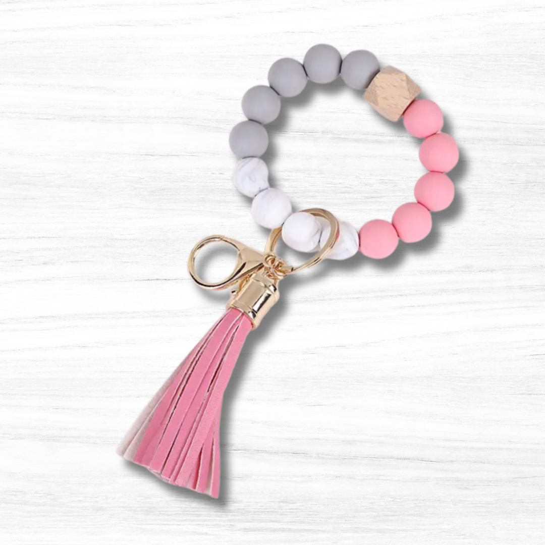 Pink Quartz Beaded Wristlet