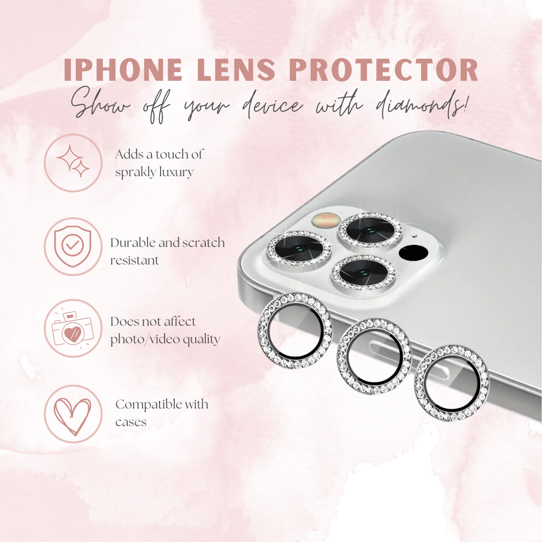 Silver Diamond Phone Camera Lens Protector