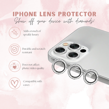 Silver Diamond Phone Camera Lens Protector